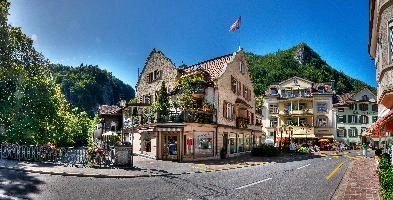 Bad Ragaz, Switzerland, europe, switzerland, sankt, gallen, bad, ragaz, town, rural, mountain, centre, shops, street, geraniums, houses